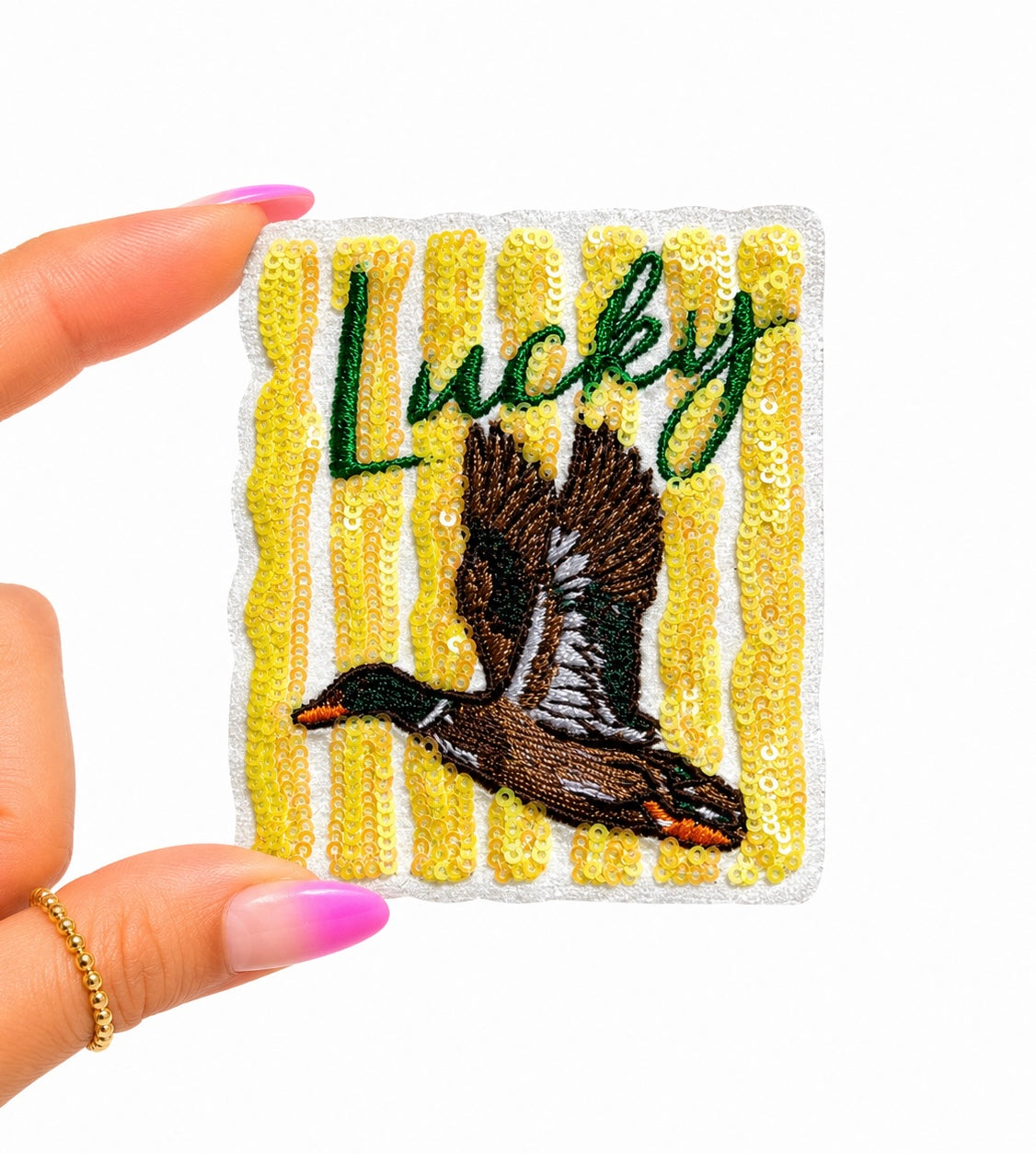 Lucky Duck Summer Sequin Patch - Small
