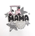 Golf Mama Checkered Star Sequin Patch - Large