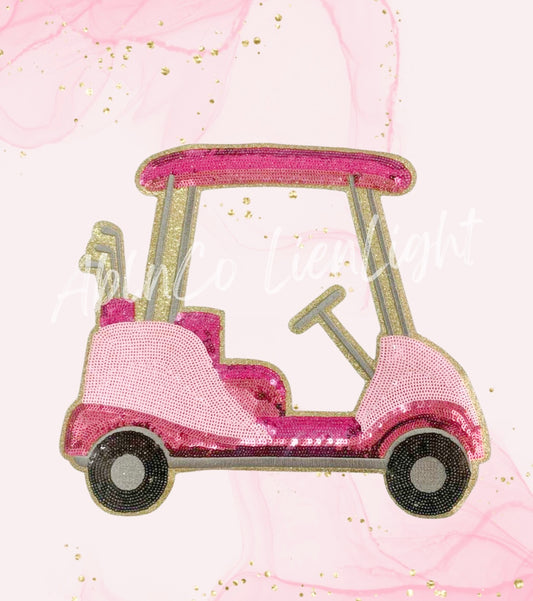 Preppy Pink Sequin Golf Cart Patch