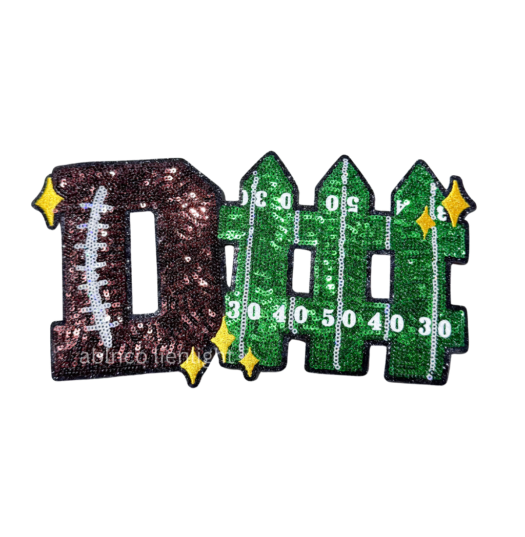 D Fence Football Sequin Patch - Large