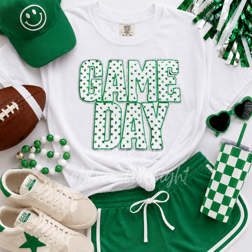 Green Polka Dots Game Day Sequin Patch Shirt
