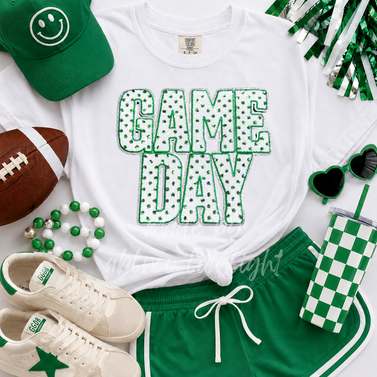 Green Polka Dots Game Day Sequin Tshirt & Sweatshirt