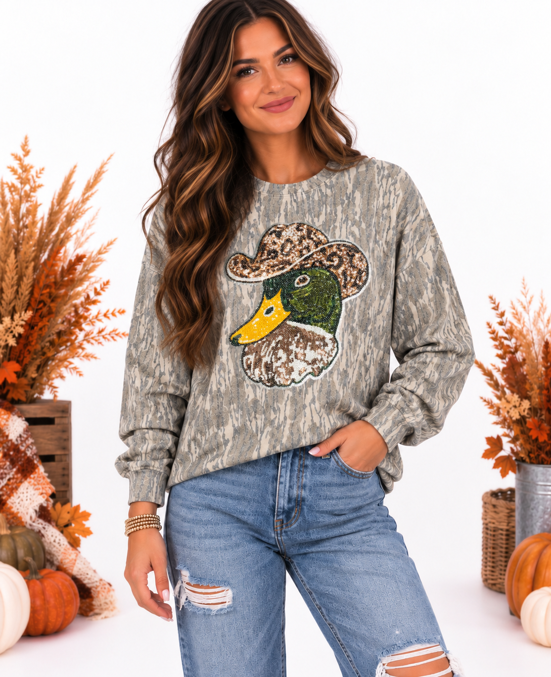 Great Outdoors Hunting Patch Mossy Oak Bottomland Cotton Mill Long Sleeve Tshirt