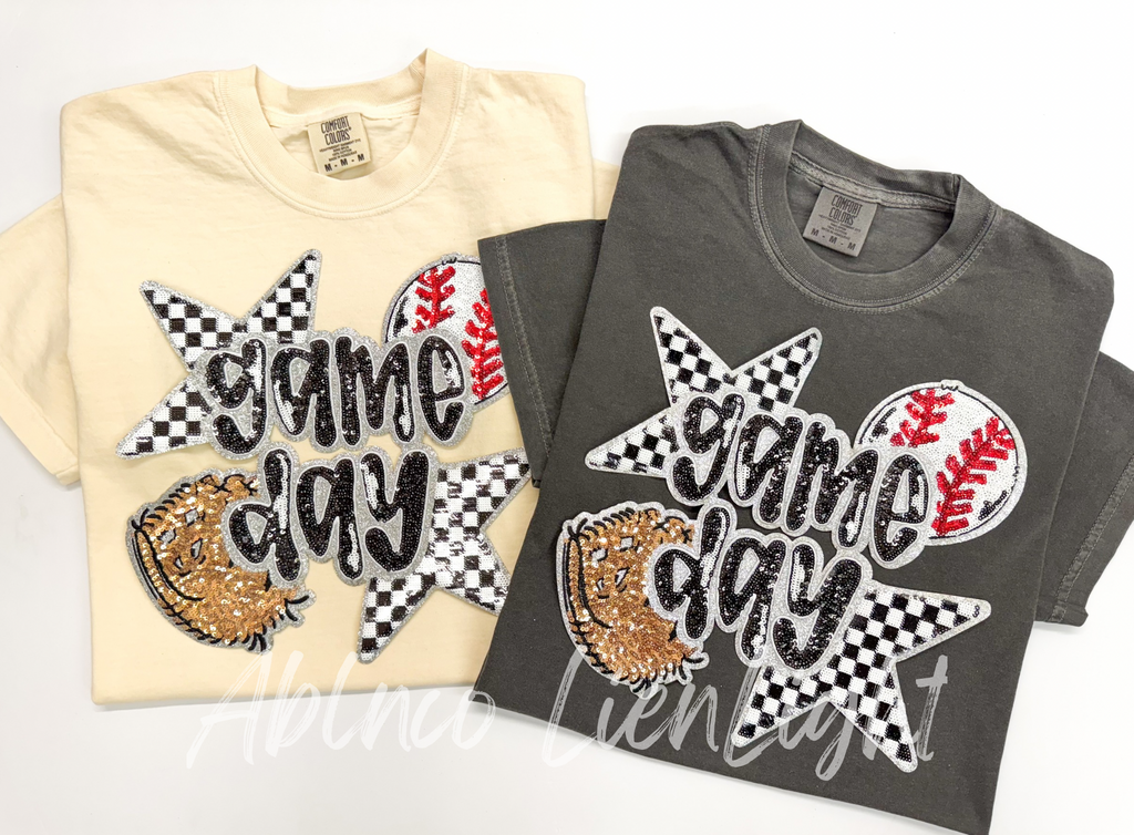 Baseball Game Day Sequin Patch Shirt