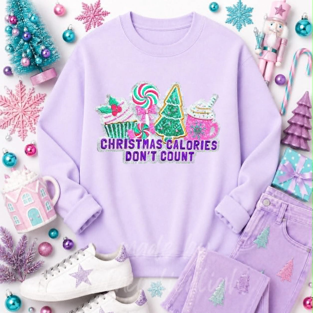 Christmas Calories Don't Count Christmas Sequin Patch Sweatshirt