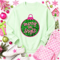 Merry & Bright Ornament Christmas Sequin Patch Sweatshirt