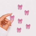Mini Pink Checkered Bow Embroidered Patch