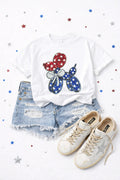 Red White and Blue Balloon Dog 4th of July Sequin Patch Tshirt