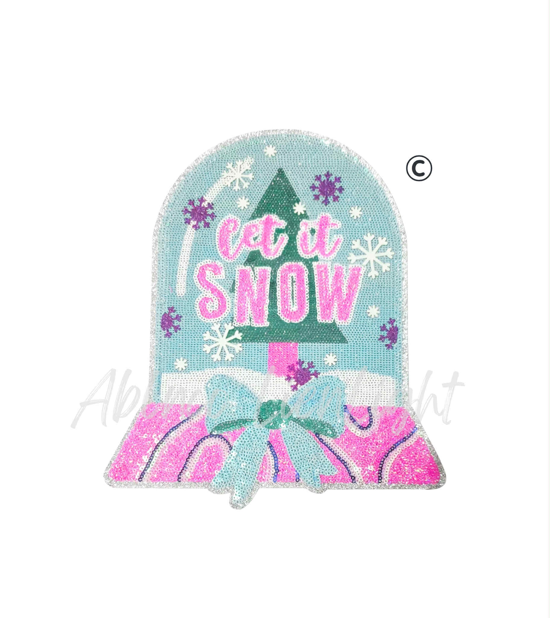 Let It Snow Globe Christmas Sequin Patch - Large