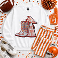 Orange Small Town Big Spirit Football Sequin Patch Shirt