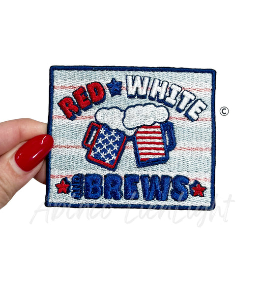 Red White Brews 4th of July Sequin Patch - Small