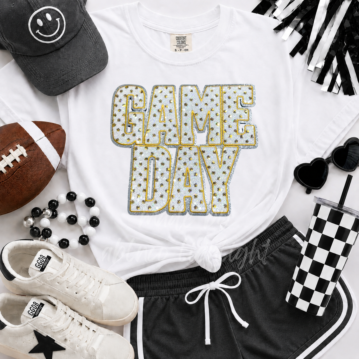 Gold Polka Dots Game Day Sequin Patch Shirt