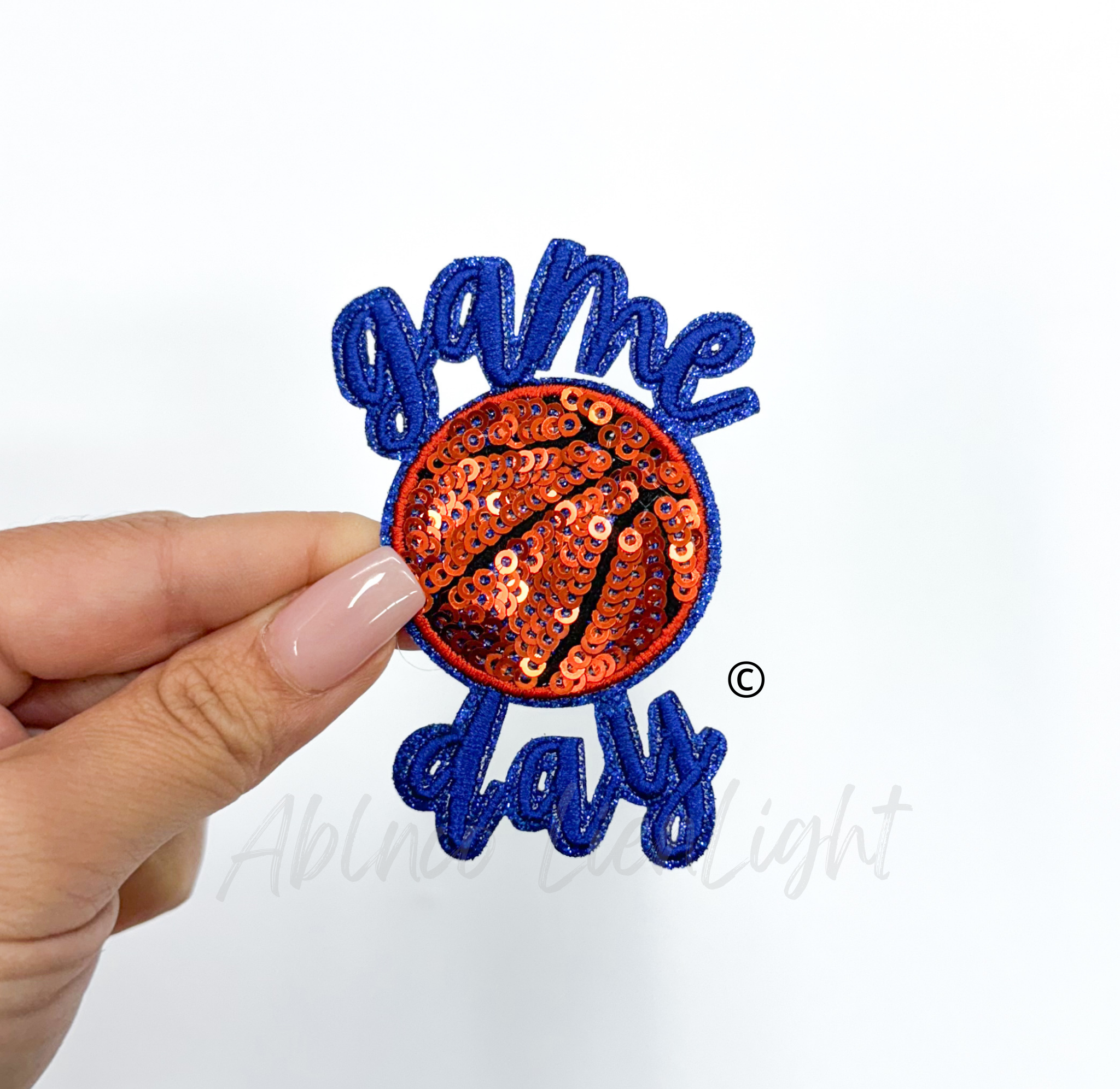 Basketball Royal Blue Game Day Embroidery Sequin Patch