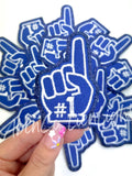 Royal Blue Game Day Foam Finger Embroidery Patch - Small