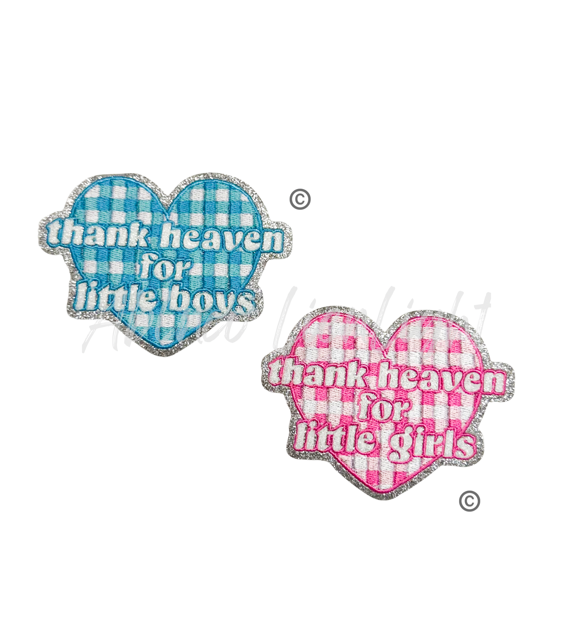 Thank Heaven For Little Boys Blue Checkered Sequin Patch
