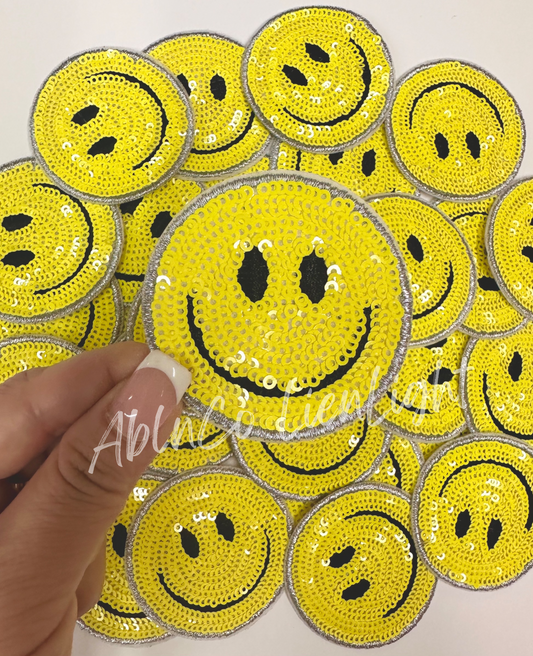 Yellow Sequins Smiley Face Patch
