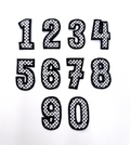 2” Black Checkered Numbers Glitter Embroidery Patch