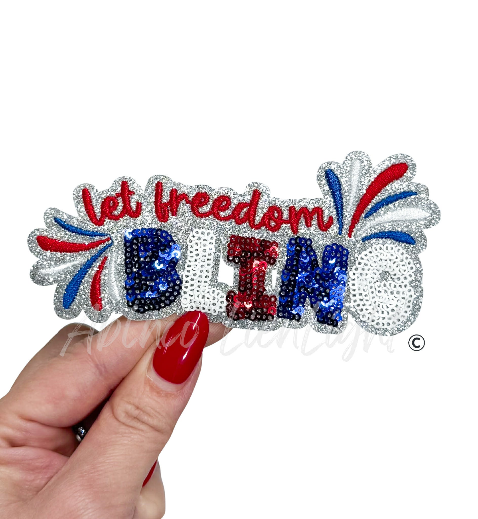 Let Freedom Bling 4th of July Sequin Patch - Small