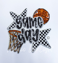 Basketball Game Day Checkered Star Sequin Patch - Large