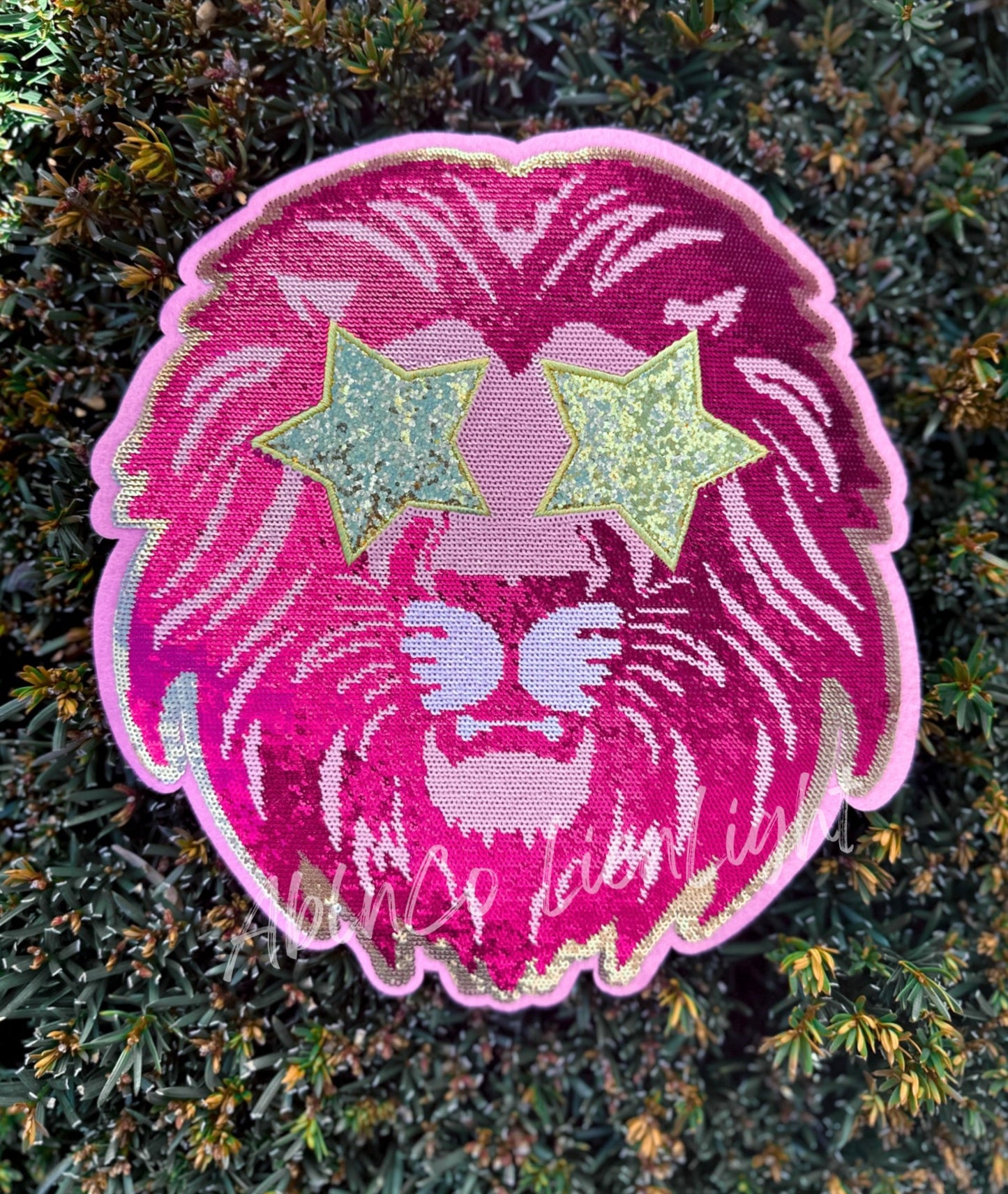 PREPPY PINK MASCOT™ Lion Sparkly Sequin Patch