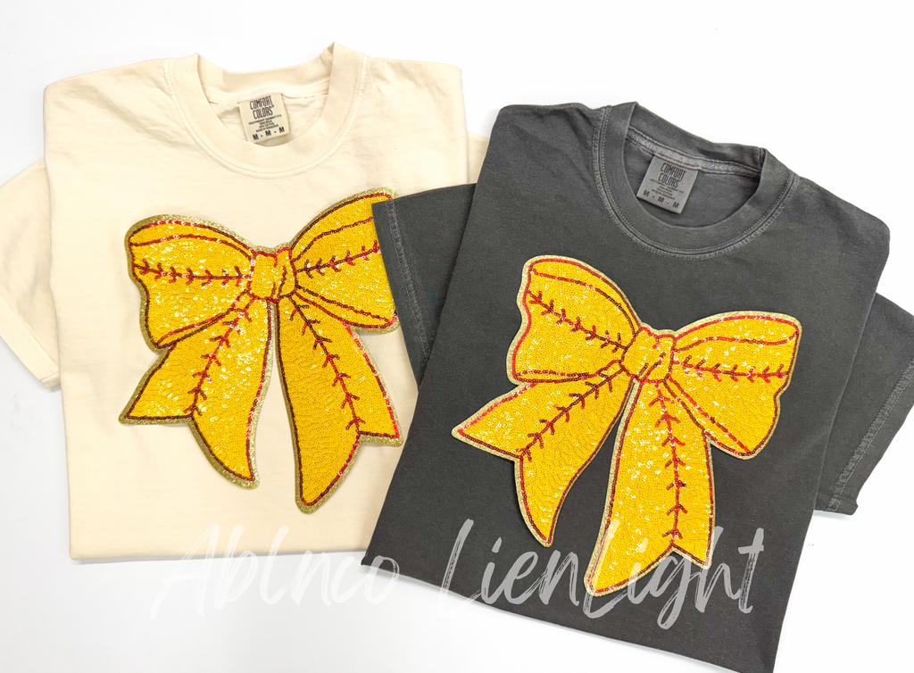 Softball Bow Sequin Patch Shirt