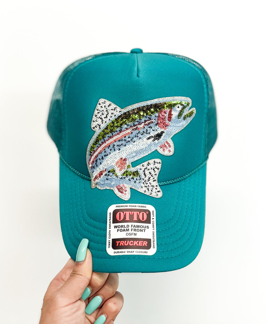 Rainbow Trout Fish Fishing Sequin Patch - Small