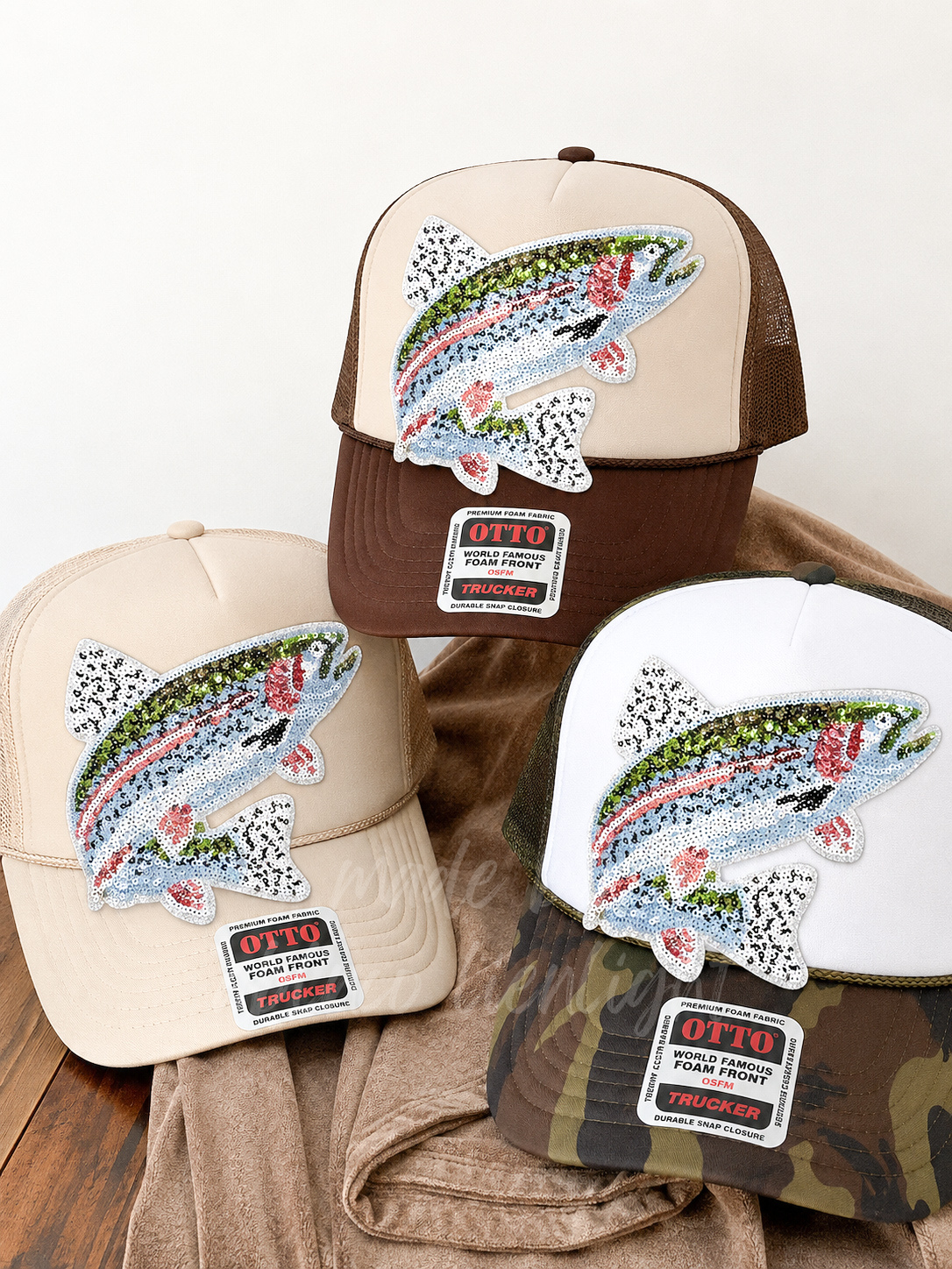 Sequin Rainbow Trout Otto Trucker Hat