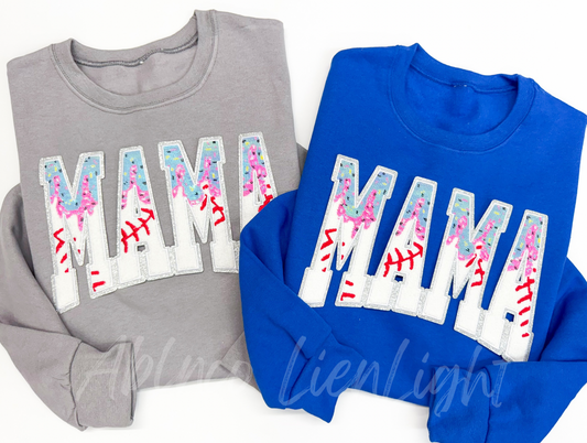 Sequin Mama Baseball Drip Ice Cream Sweatshirt & Tshirt
