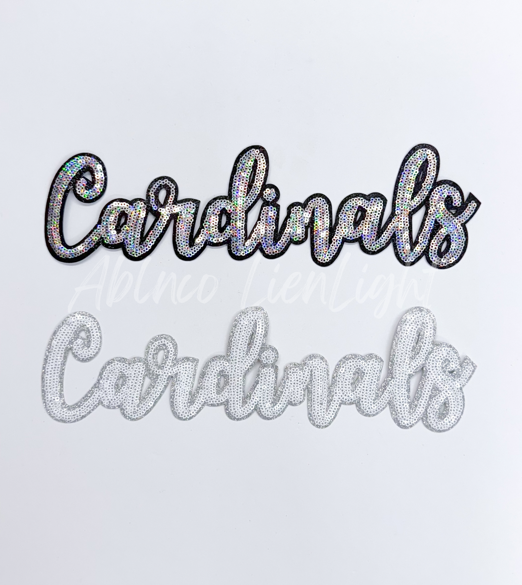 Cardinals Mascot Script Sequin Patch - Large