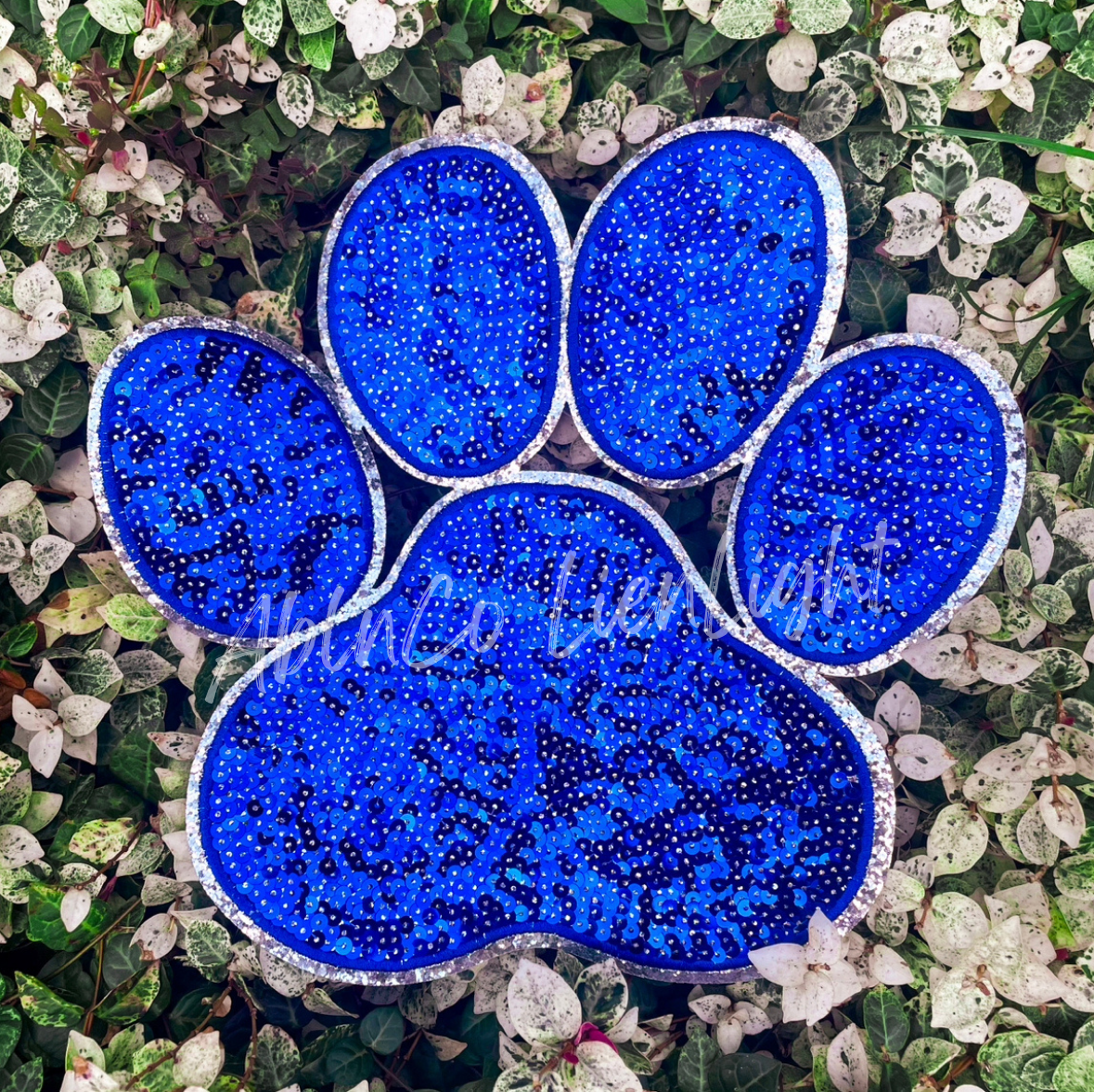 Big Royal Blue Sequin Paw Print Patch