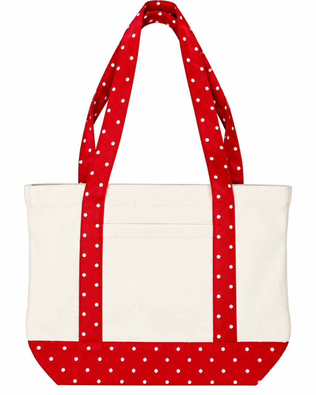 Red Polka Dot Canvas Large Tote Bag