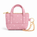 Pink Polka Dots Mini Tote Bag Keychain | Zippered Purse Charm & Pouch
