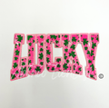 Pink Clovers Lucky St Patricks Day Sequins Patch - Large