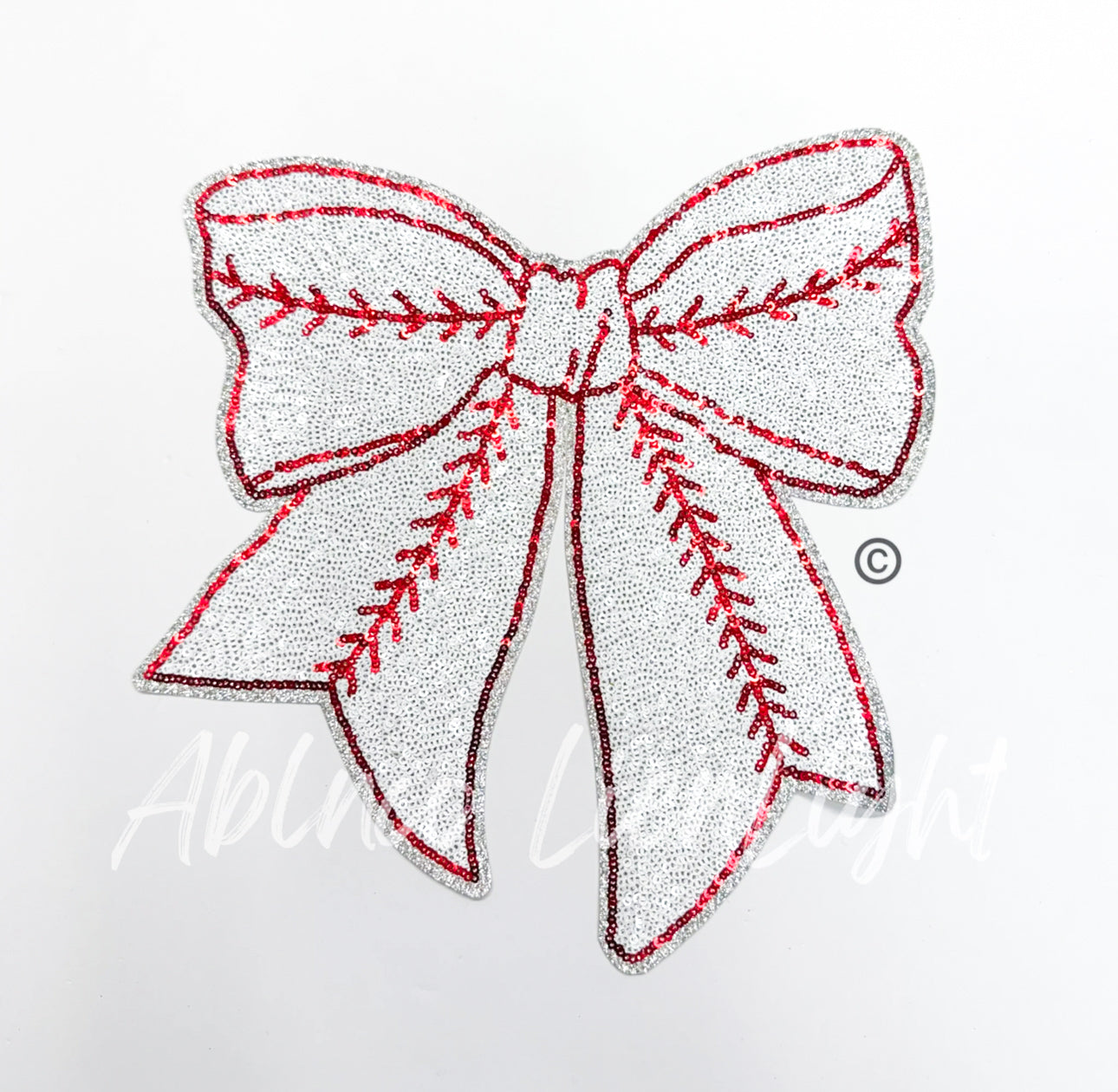 Baseball Bow Sequin Patch - Big