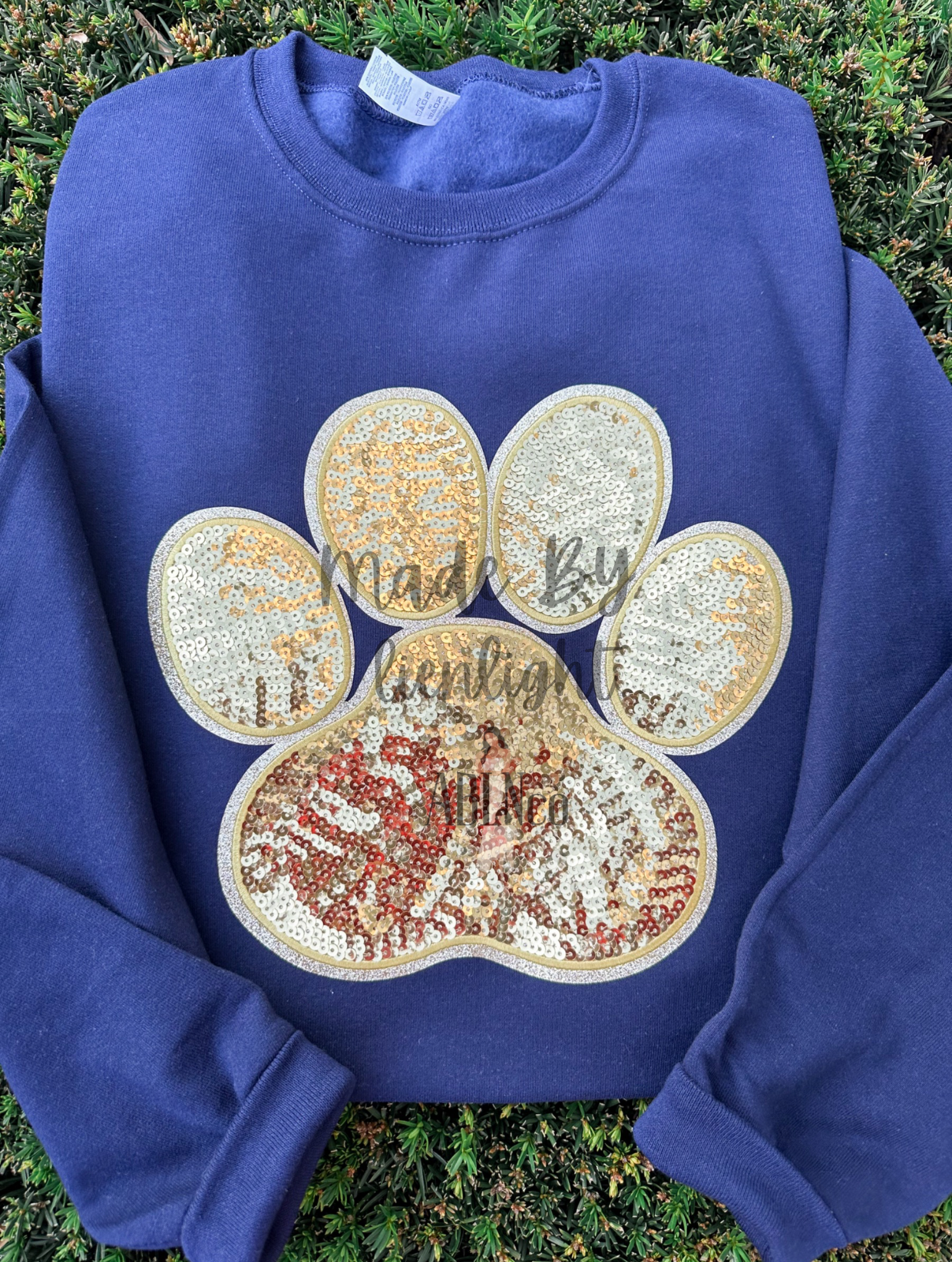 Paw Print Sequin Patch Sweatshirt