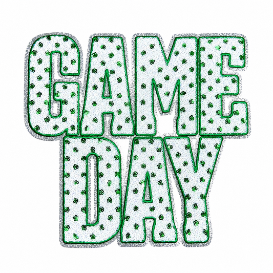 Green Polka Dots Game Day Sequin Patch - Large