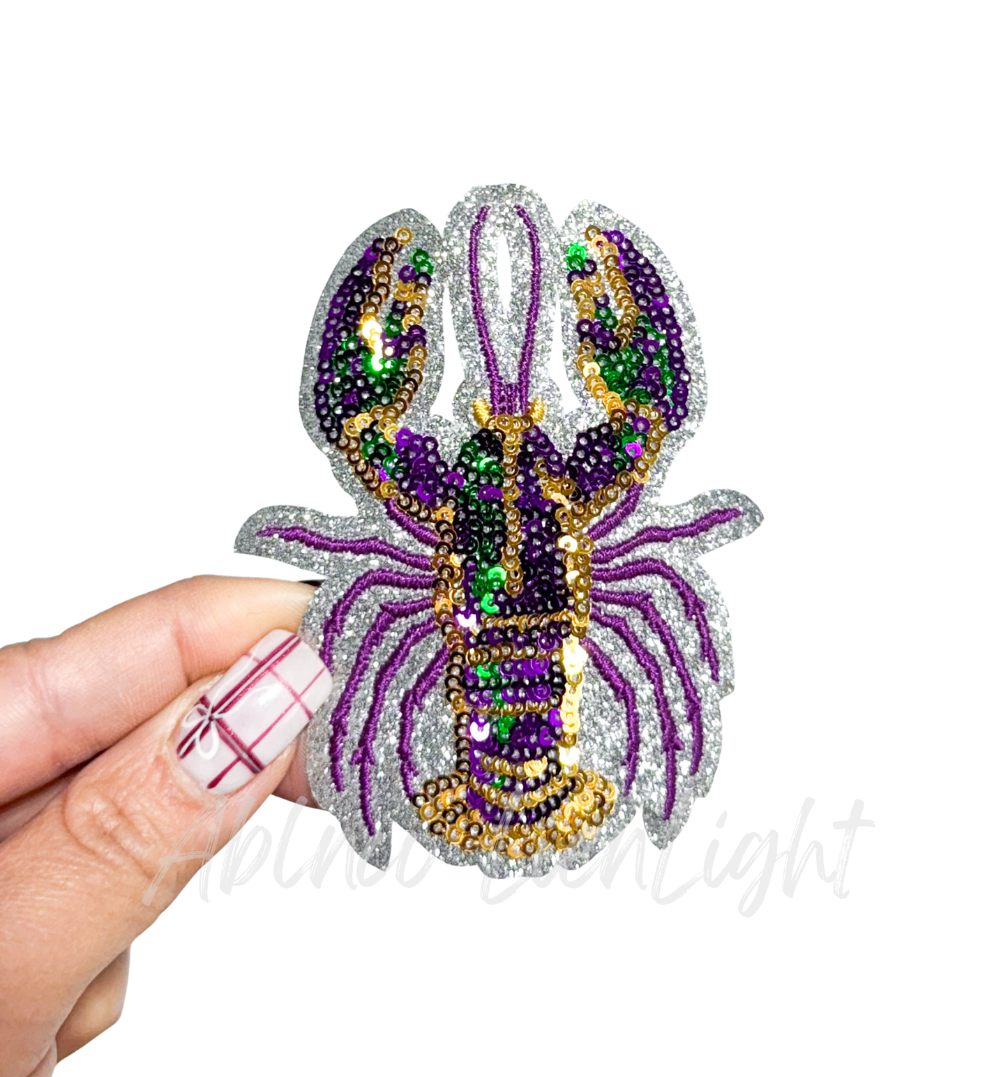 Mardi Gras Colorful Crawfish Sequins Patch - Small