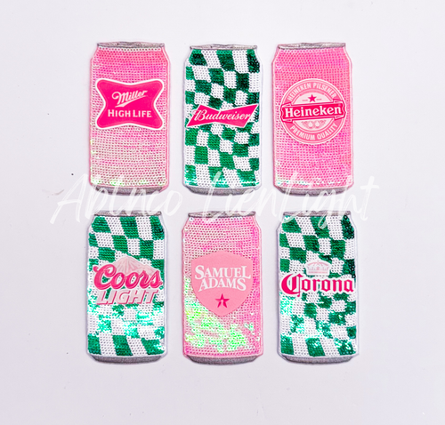 Checkered Green Budweiser Beer Sequin Patch