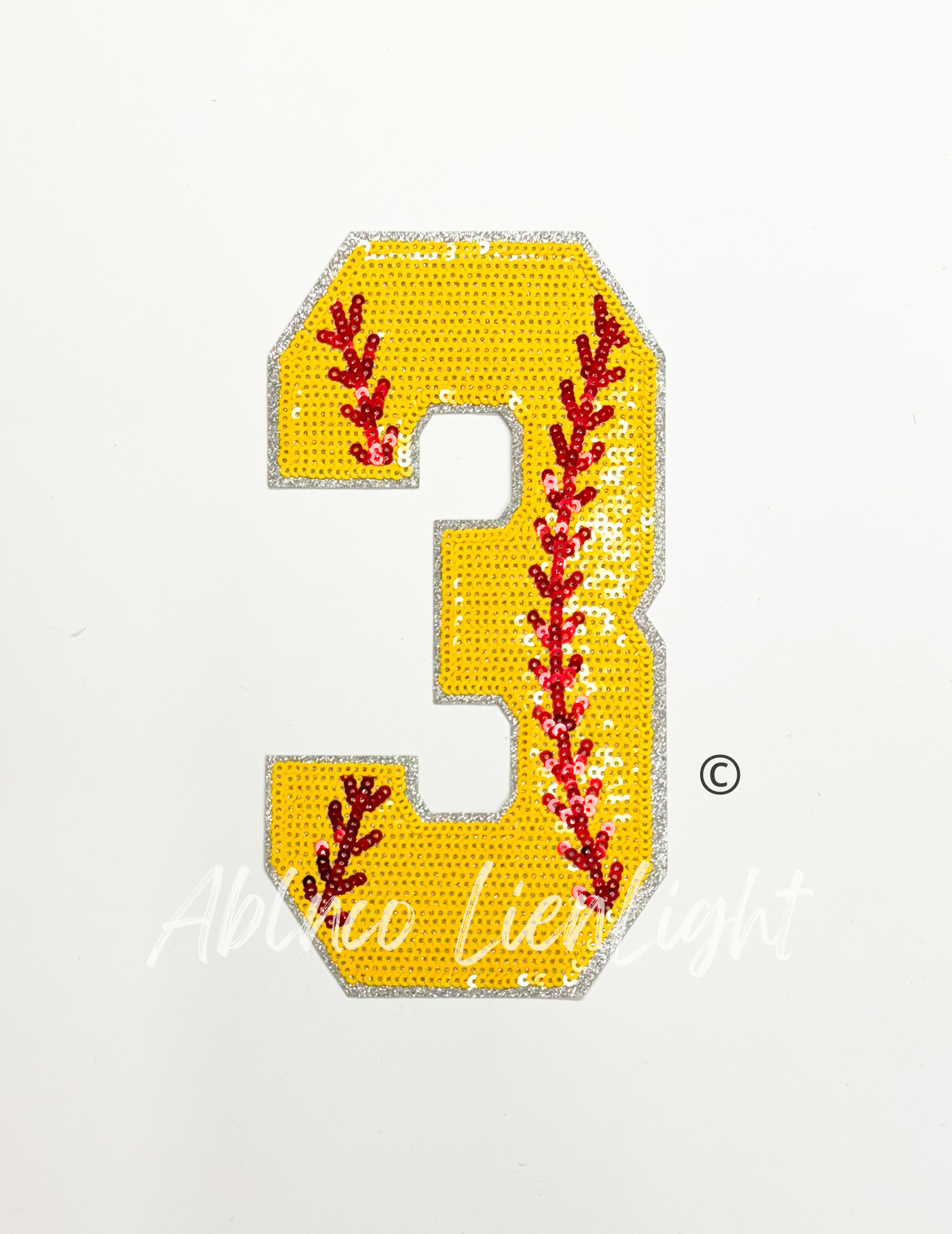 Softball Numbers Sequin Patch - Large