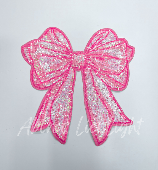 Big Pink Sequins Bow Patch