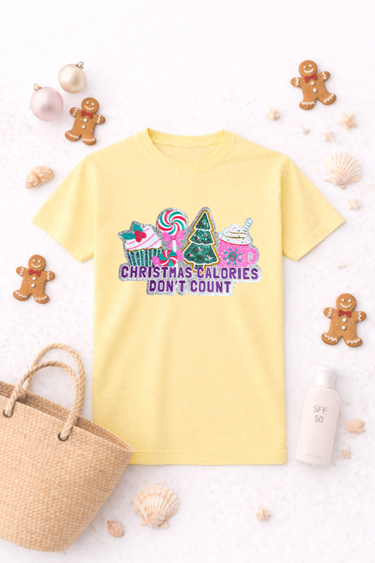 Christmas Calories Don’t Count Cookies Sequins Christmas Patch Tshirt
