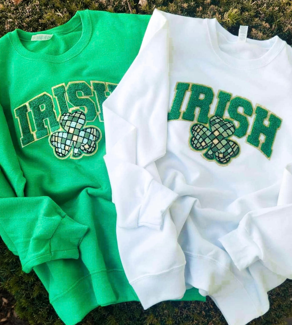 Irish Clover St Patricks Day Sequin Chenille Patch