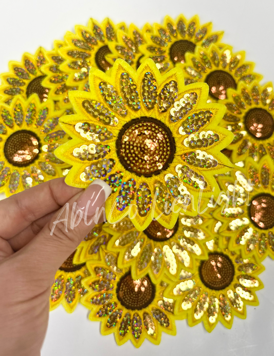 Yellow Sunflower Sequins Embroidery Patch