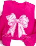 Pink Bow Valentines Day Sequin Patch Sweatshirt