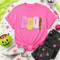 Colorful Boo Halloween Sequin Patch Tshirt