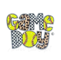 Softball Game Day Cheetah Checkered Sequin Patch - Large