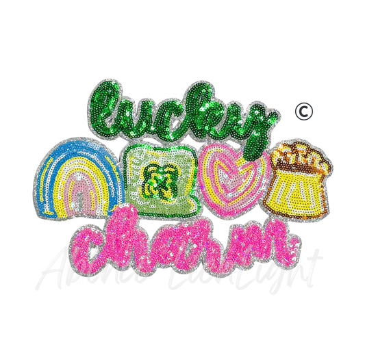 Lucky Charm St Patricks Day Sequin Patch -Large