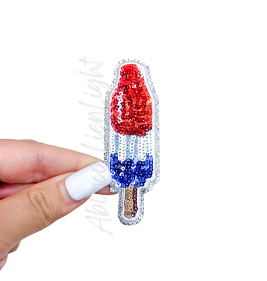 Red White & Blue Rocket Pop Food Sequin Patch