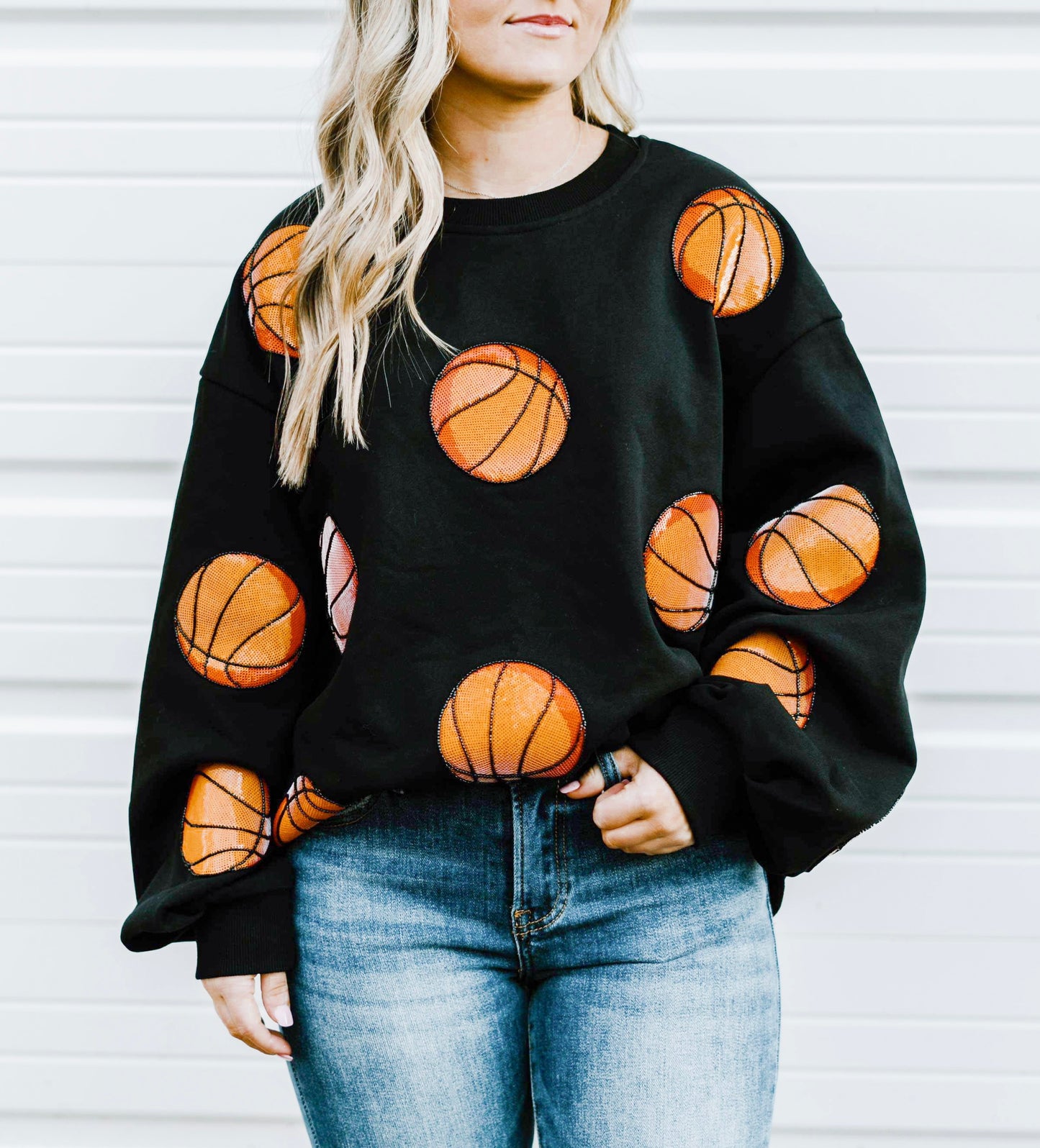 Basketball Beadtubes Sequins Sweatshirt