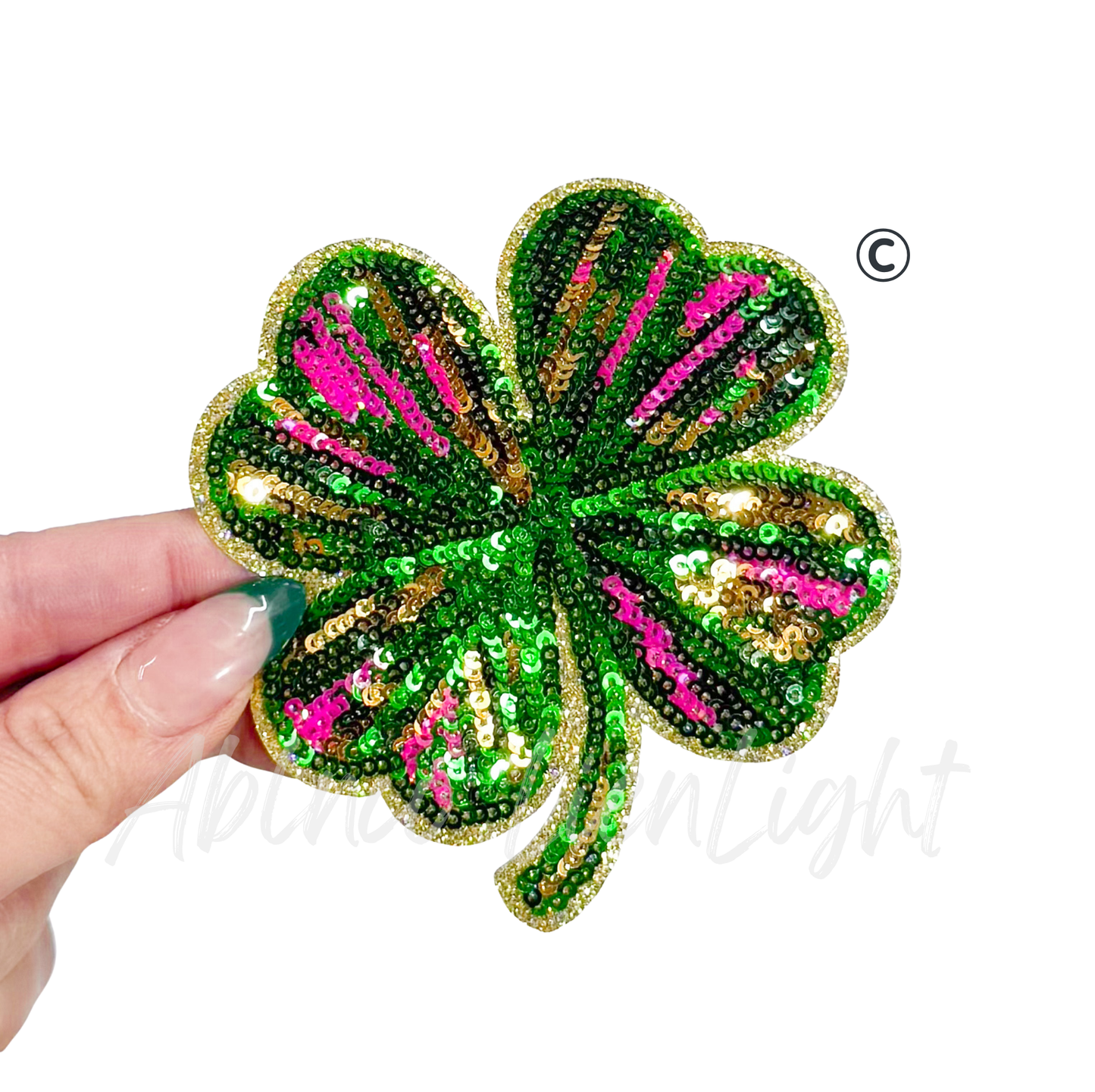 Colorful 4 Leaf Clover St Patricks Day Sequin Patch - Small